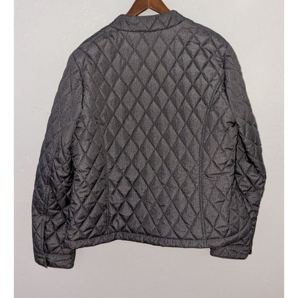 Tommy Hilfiger Womens Medium Quilted Jacket Gold Snap Buttons Zipper Gray - Picture 12 of 16